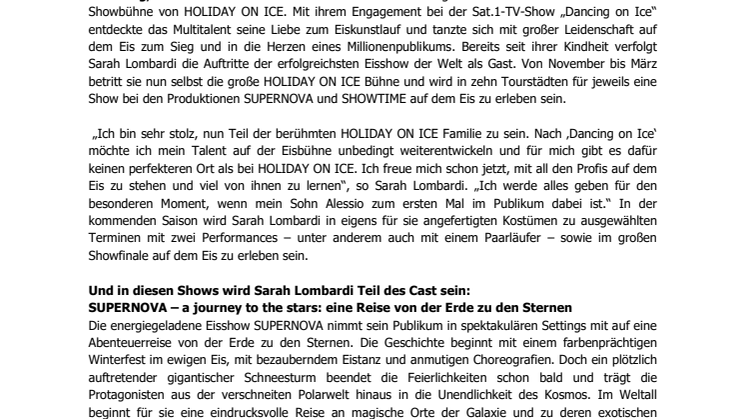 Sarah Lombardi geht mit HOLIDAY ON ICE auf Tour – Die Termine stehen fest! 