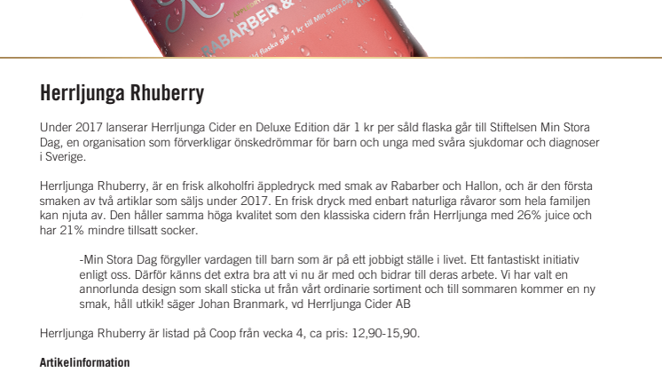 Herrljunga Cider samarbetar med till Min Stora Dag