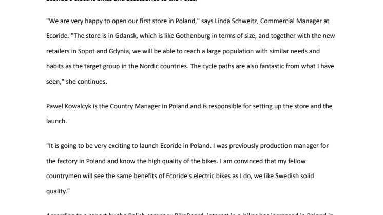 Pressmeddelande ENG Ecoride opens e-bike shop in Gdansk.pdf