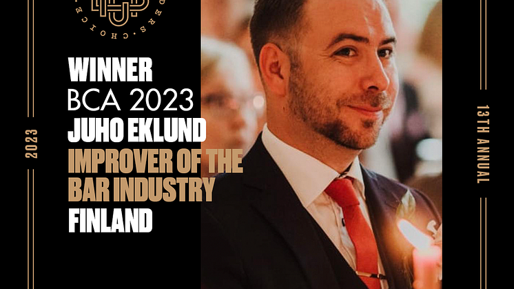 Juho Eklund, Improver of the Bar Industry Finland 2023 at Nordics Bartenders' Choice Awards