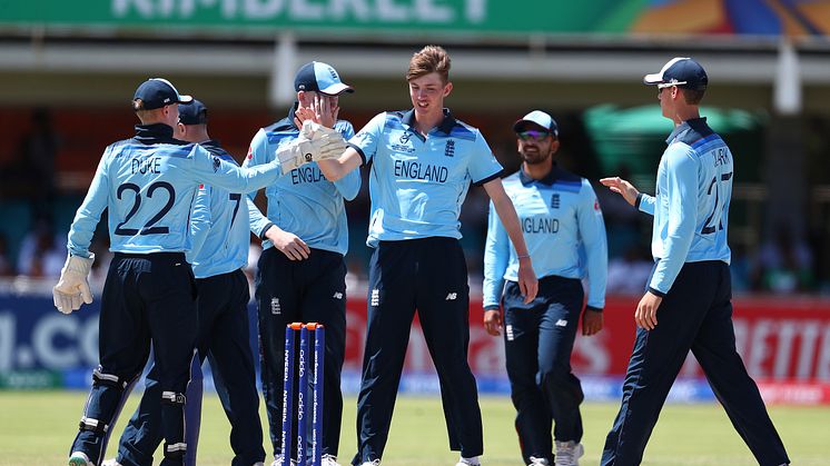George Hill celebrates a wicket against Nigeria at the ICC U19 World Cup (IBC/Getty Sports)