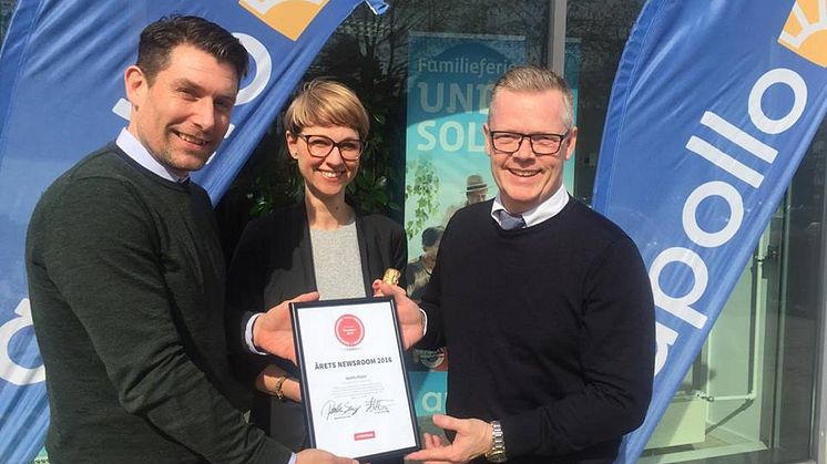 Simon Geoffroy, Head of Customer Succes hos Mynewsdesk sammen med Connie Lagergreen Schmidt Adm. direktør, partner & kommunikationsrådgiver hos TargetPR og Glenn Bisgaard Kommunikationschef hos Apollo Rejser
