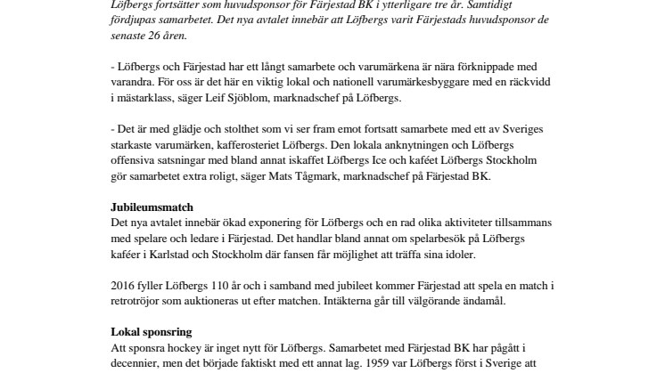 Löfbergs förlänger med Färjestad BK