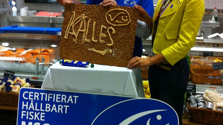 Carl Ameln (Kalle) och Minna Epps, MSC under lanseringen av MSC-märkt Kalles Kaviar
