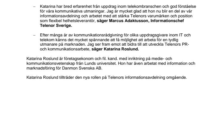 Ny PR-chef för Telenor Sverige