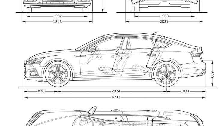 Audi A5 Sportback Dimensioner