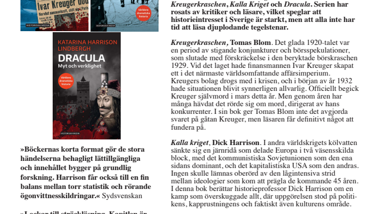 Historia för alla! Tre nya, spännande titlar i Historiska Medias populära seriesatsning
