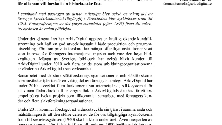 ArkivDigital firar 25 miljoner digitala bilder