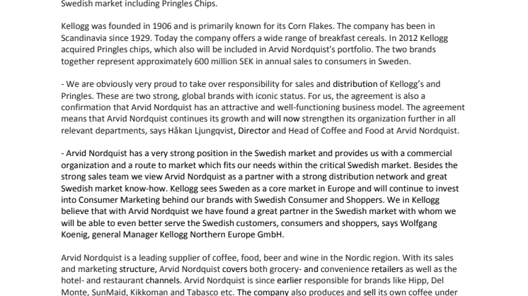 Arvid Nordquist and Kellogg starts cooperation