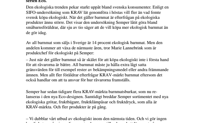 Ekologisk barnmat växer så det knakar 