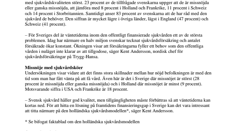Ny internationell undersökning: Svenskar minst nöjda med sjukvården