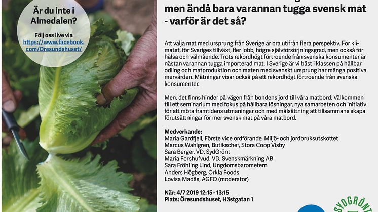 Inbjudan till seminariet den 4 juli kl 12.15 i Öresundhuset
