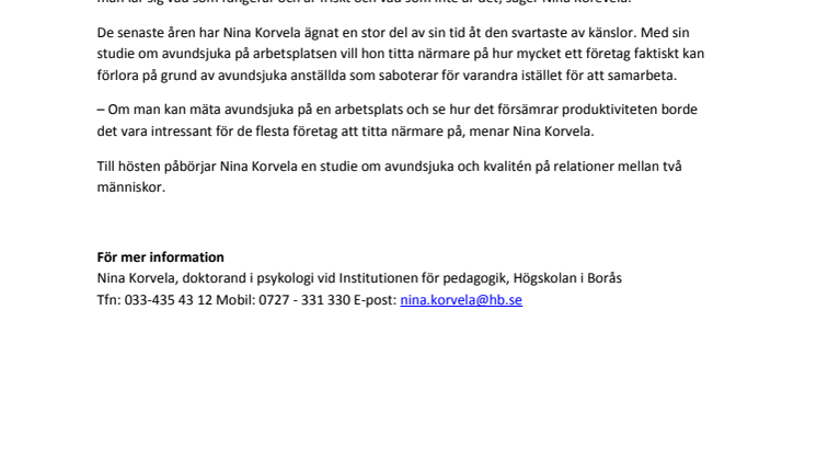 Arbetsplatsen grogrund för avundsjuka
