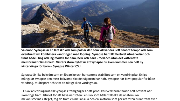 Salomon Synapse i flera aktuella modeller - nu även som vinterkänga för barn