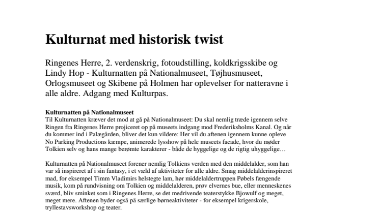 ​Kulturnat med historisk twist