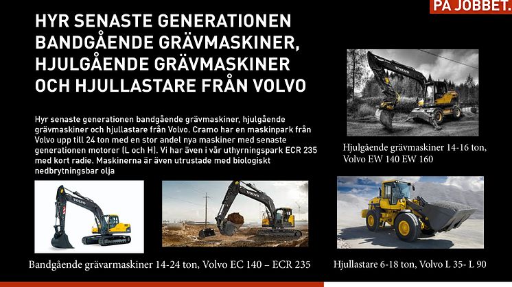 HYR SENASTE GENERATIONEN BANDGÅENDE GRÄVMASKINER,HJULGÅENDE GRÄVMASKINER OCH HJULLASTARE FRÅN VOLVO!