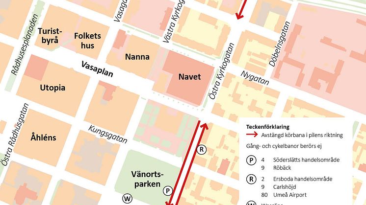 Östra Kyrkogatan avstängd 9-10 september. Några bussar har ändrade hållplatslägen.