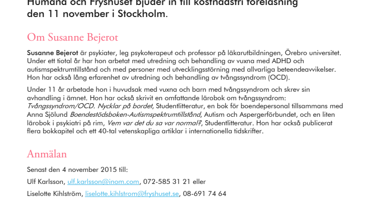 Humana och Fryshuset bjuder till föreläsning om ADHD och samsjuklighet