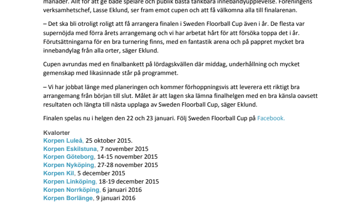 Finaldags i Sweden Floorball Cup