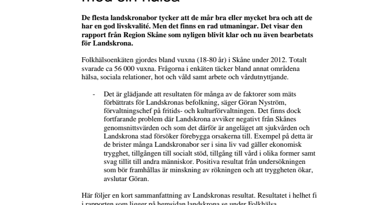 Många landskronabor är nöjda med sin hälsa