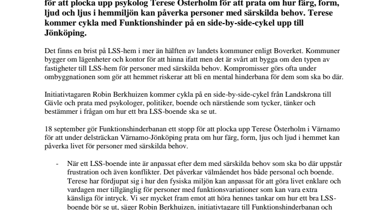 Värnamo-psykolog cyklar till Jönköping med Funktionshinderbanan