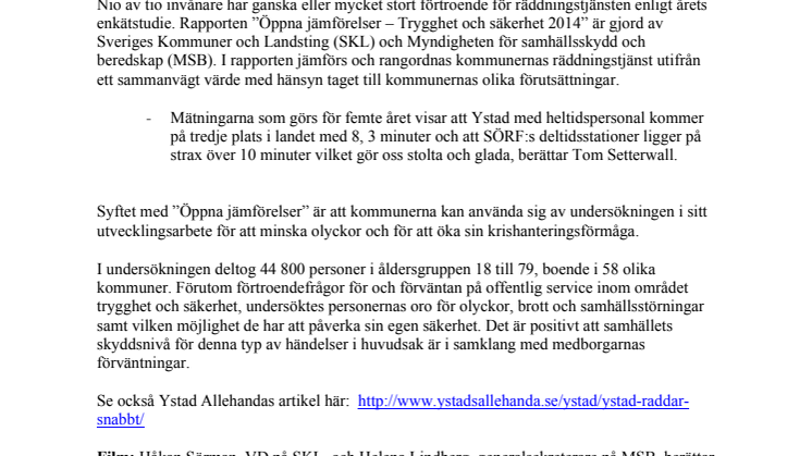Räddningstjänsten SÖRF är bland de snabbaste i Sverige