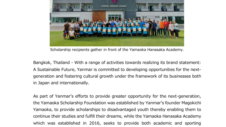 Yanmar Scholarship Programs Support Thai Youth