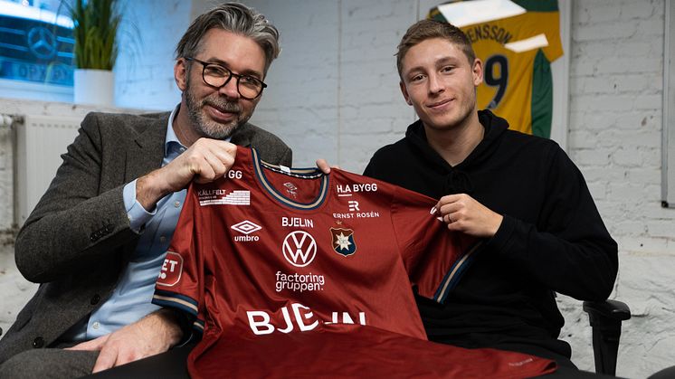Joakim Whitefield, kontorschef Effektiv Göteborg och Anton Andreasson, försäljning & marknad ÖIS Fotboll 