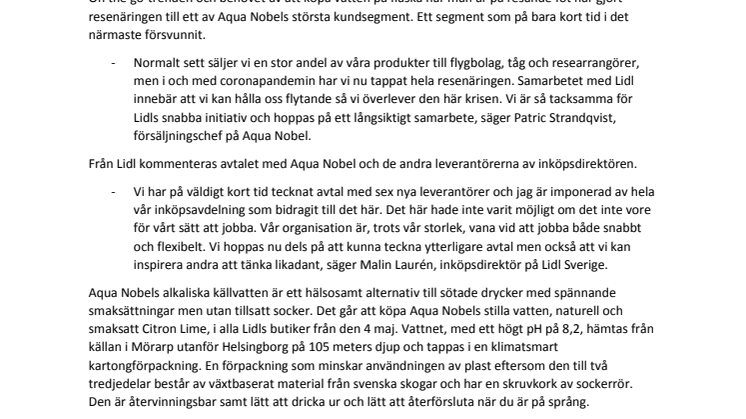 Aqua Nobel en av sex nya svenska leverantörer i Lidls 194 butiker 