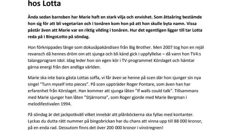 Körslagsaktuella Marie Picasso ställs mot väggen hos Lotta
