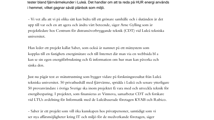 Ny teknik för energibesparing utvecklas vid LTU