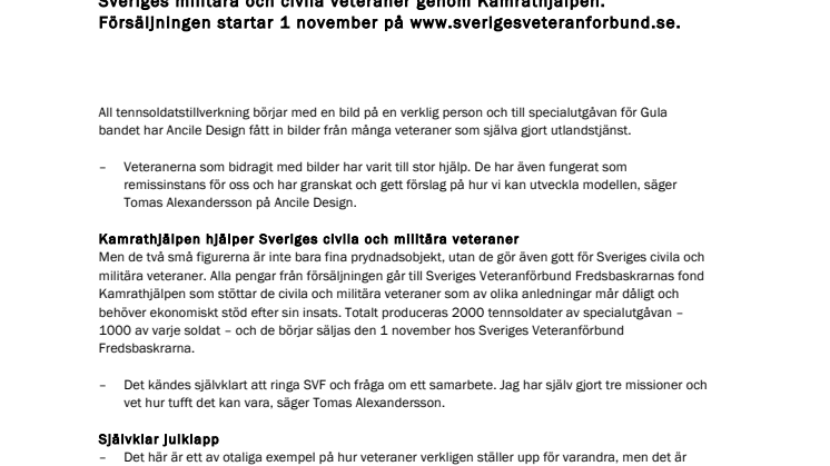 Specialgjorda tennsoldater stöttar veteraner