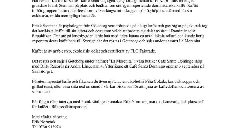 Kafferostning på Göteborgs kulturkalas. Bältesspännarparken kl 14.00 