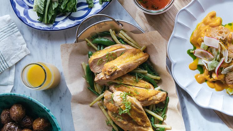 Supreme du poulet,  escabeche & fransk gazpacho