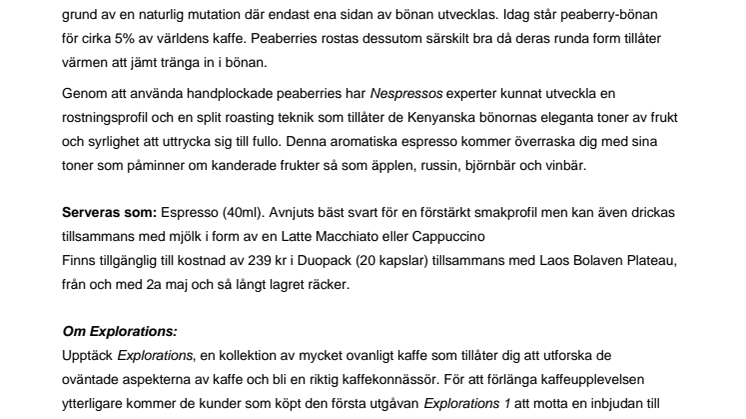 Explorations 1: Upptäck historien bakom KENYA PEABERRY