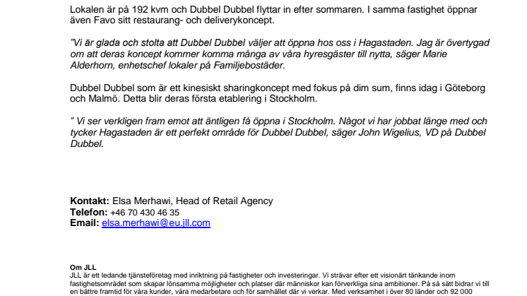 Dubbel Dubbel öppnar i Hagastaden