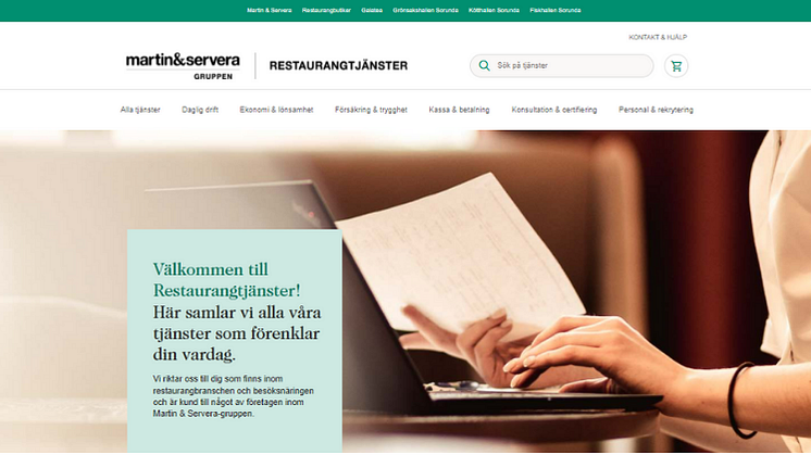 Startsida webb Restaurangtjänster