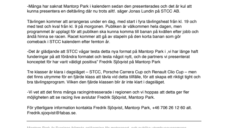 STCC kvällsrace på Mantorp Park!