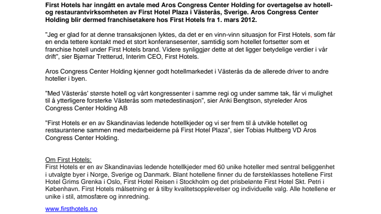 First Hotel Plaza i Västerås med ny eier