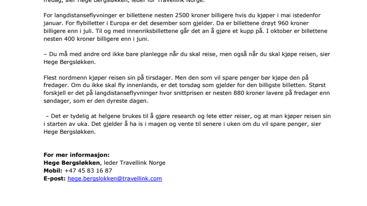 Book i rett måned og spar tusenlapper  