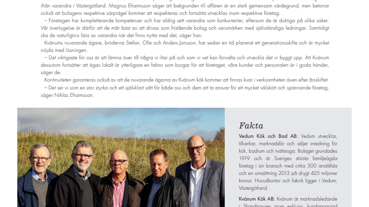 Vedum och Kvänum blir syskonbolag
