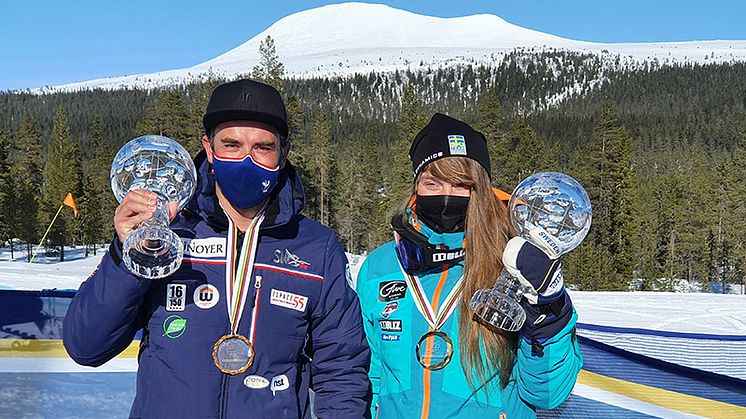 Simon Billy (FRA) och Britta Backlund (SWE) vinner säsongens totalcup i speedski 2020/2021