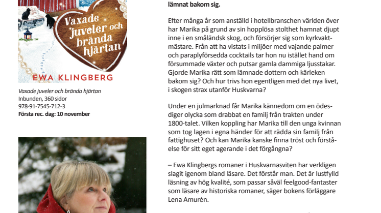 Ny bok av Ewa Klingberg! Historisk feelgood med julstämning.