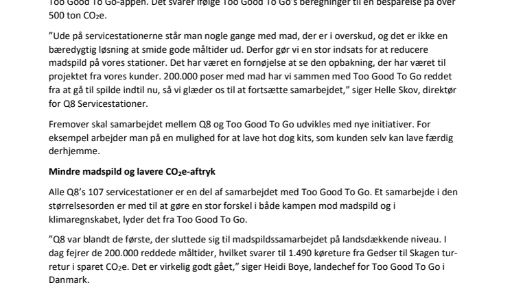 Danskerne og Q8 har reddet 200.000 måltider fra skraldespanden