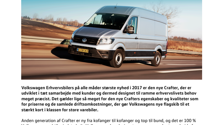 Volkswagen introducerer ny Crafter til priser fra 209.995 kr.