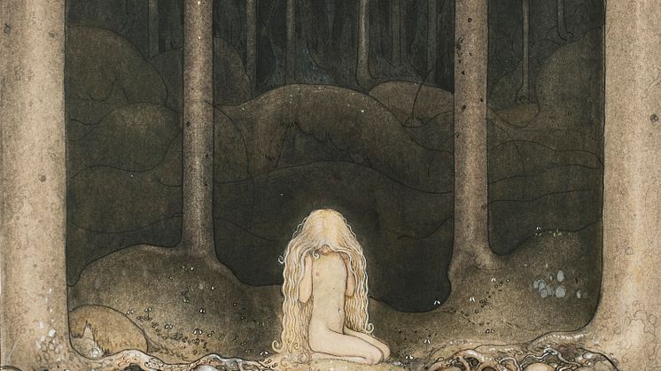 John Bauer, Ännu sitter Tuvstarr kvar och ser ner i vattnet, 1913. 