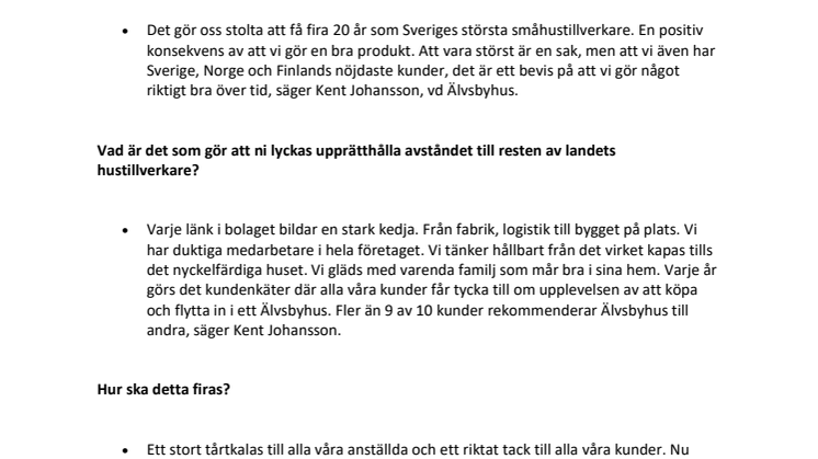 Älvsbyhus - landets största småhustillverkare 20 år i följd!