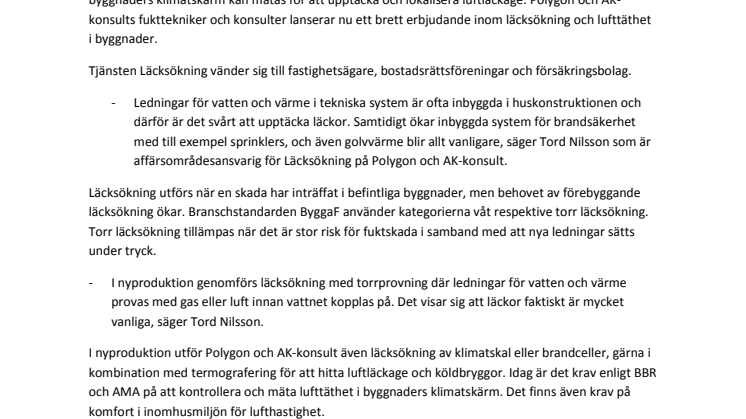 Polygon och AK-konsult lanserar tjänster inom läcksökning 