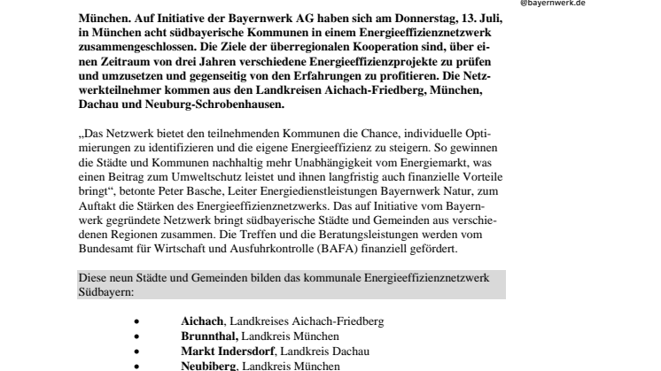Impuls für Südbayern - Auftakt für neues kommunales Energieeffizienznetzwerk
