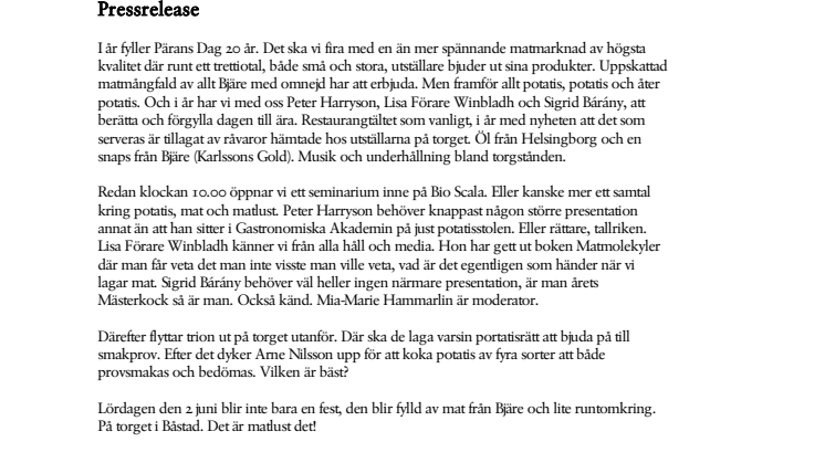 Pärans Dag firar 20-årsjubileum